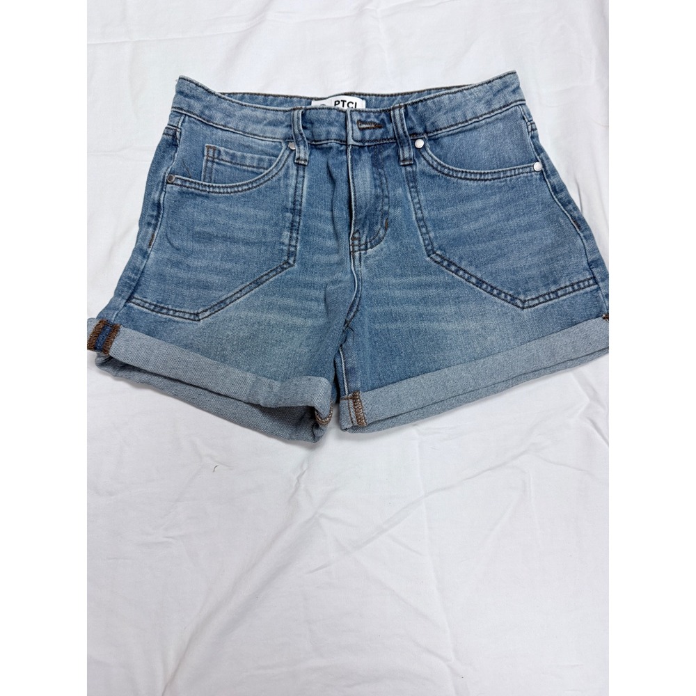 PTCL Ethical Clothing Womens Blue Denim Cuffed Jean Shorts Size 26 Medium Wash